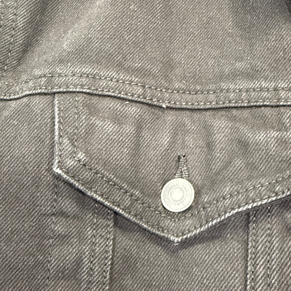 Old Navy Black Denim Sherpa LinedJacket for Men Size Large Collared Trucker Coat - Picture 16 of 16